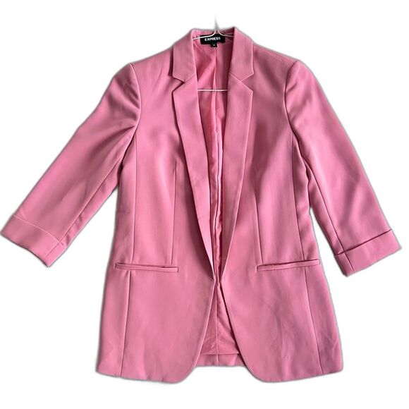 Pink Express Rose Open Front Blazer Suit Coat Business Office Size XS *READ* - Picture 1 of 8